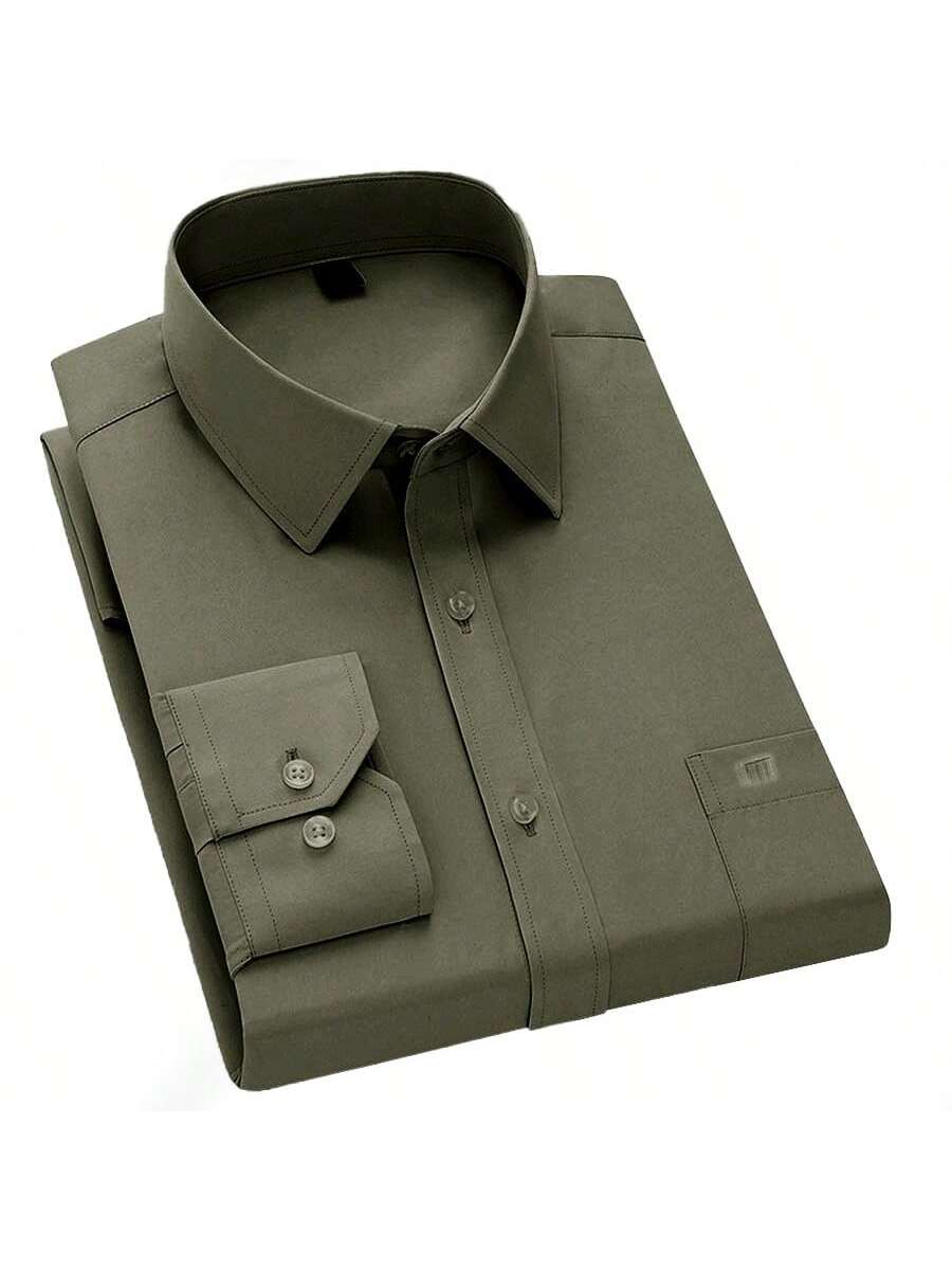 Camisa cómoda elástica de manga larga para hombre.