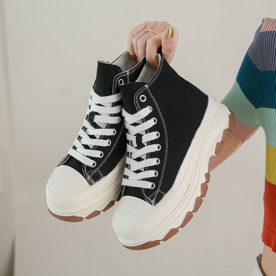 Zapatillas Altas De Lona Para Mujer.