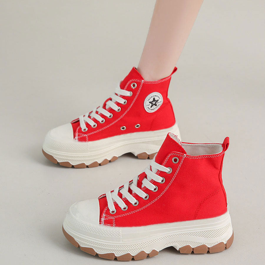 Zapatillas Altas De Lona Para Mujer.