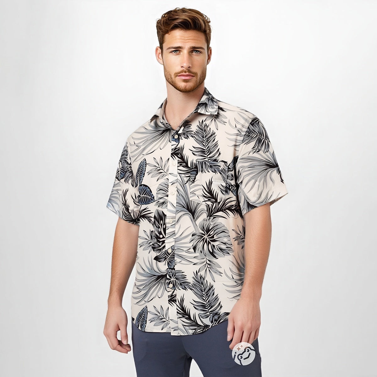 Moda Casual Hawaii Beach Print Camisa Hombre