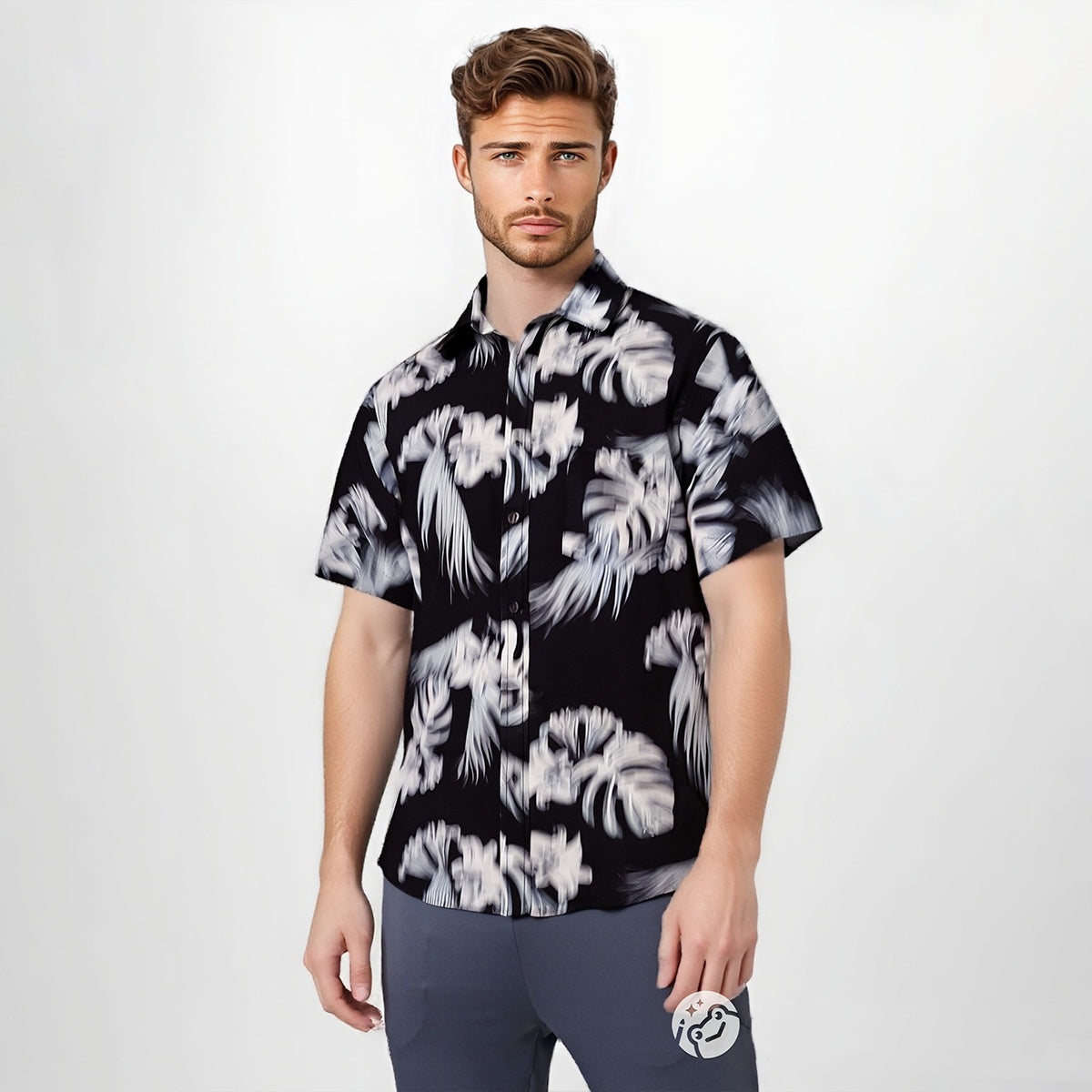Moda Casual Hawaii Beach Print Camisa Hombre