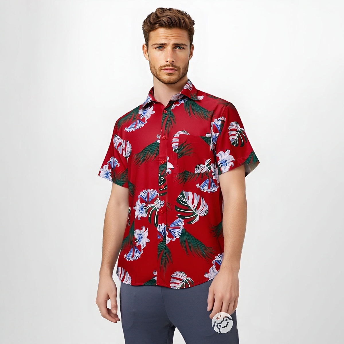 Moda Casual Hawaii Beach Print Camisa Hombre