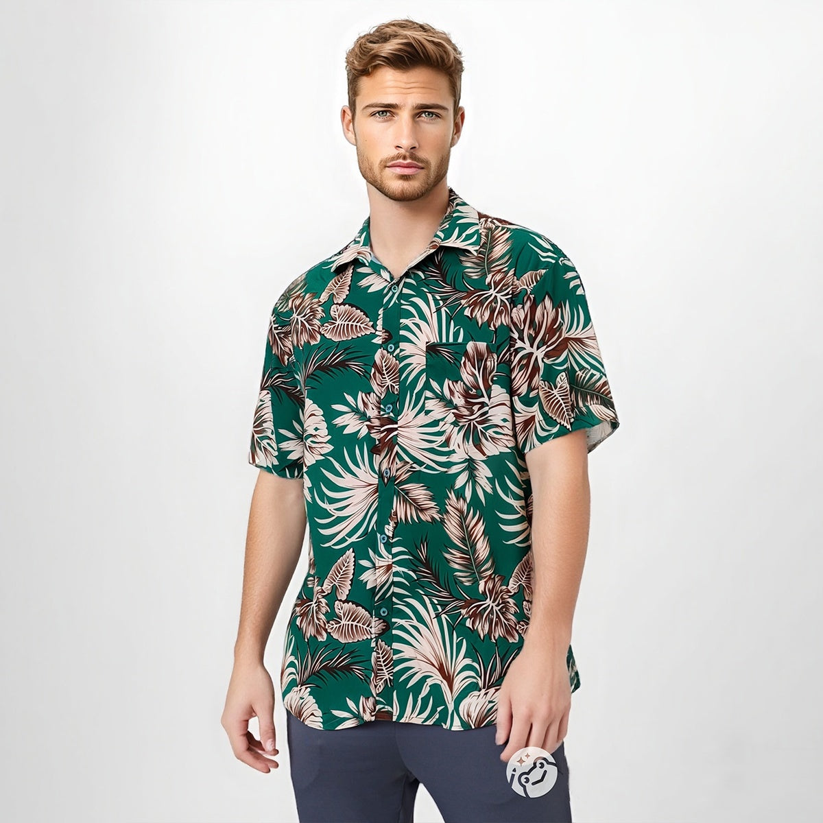 Moda Casual Hawaii Beach Print Camisa Hombre