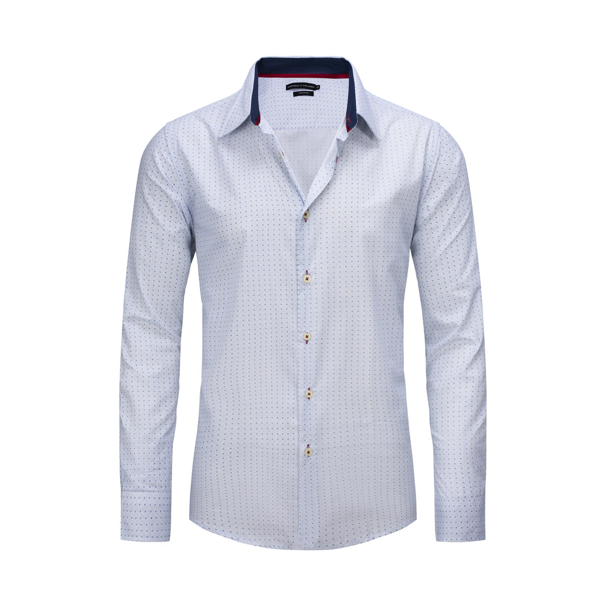 Camisa De Vestir Hombre Slim Fit Manga Larga Cuadros Algodón