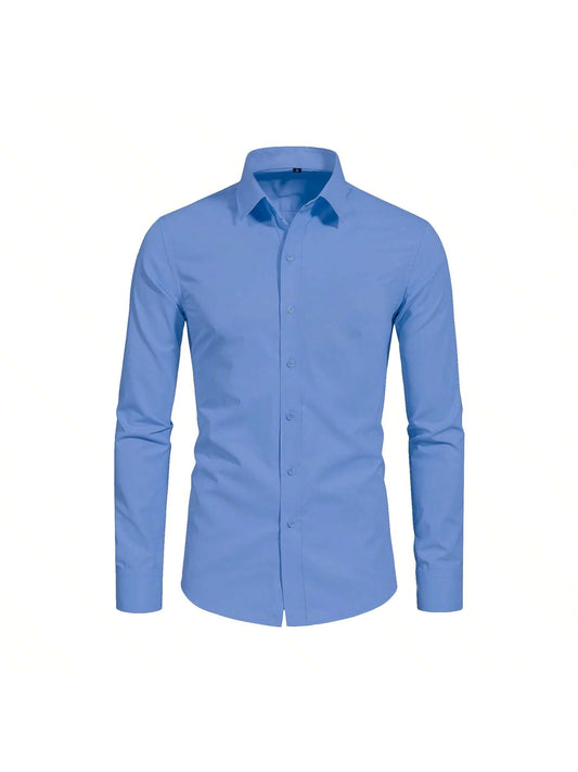 Camisas De Vestir Slim Fit Manga Larga Para Hombre Casual
