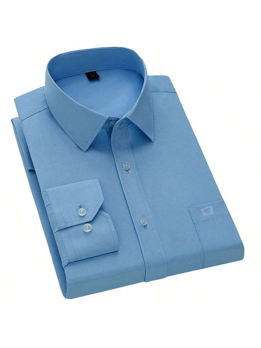 Camisa cómoda elástica de manga larga para hombre.