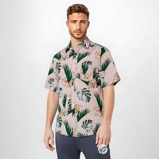 Moda Casual Hawaii Beach Print Camisa Hombre