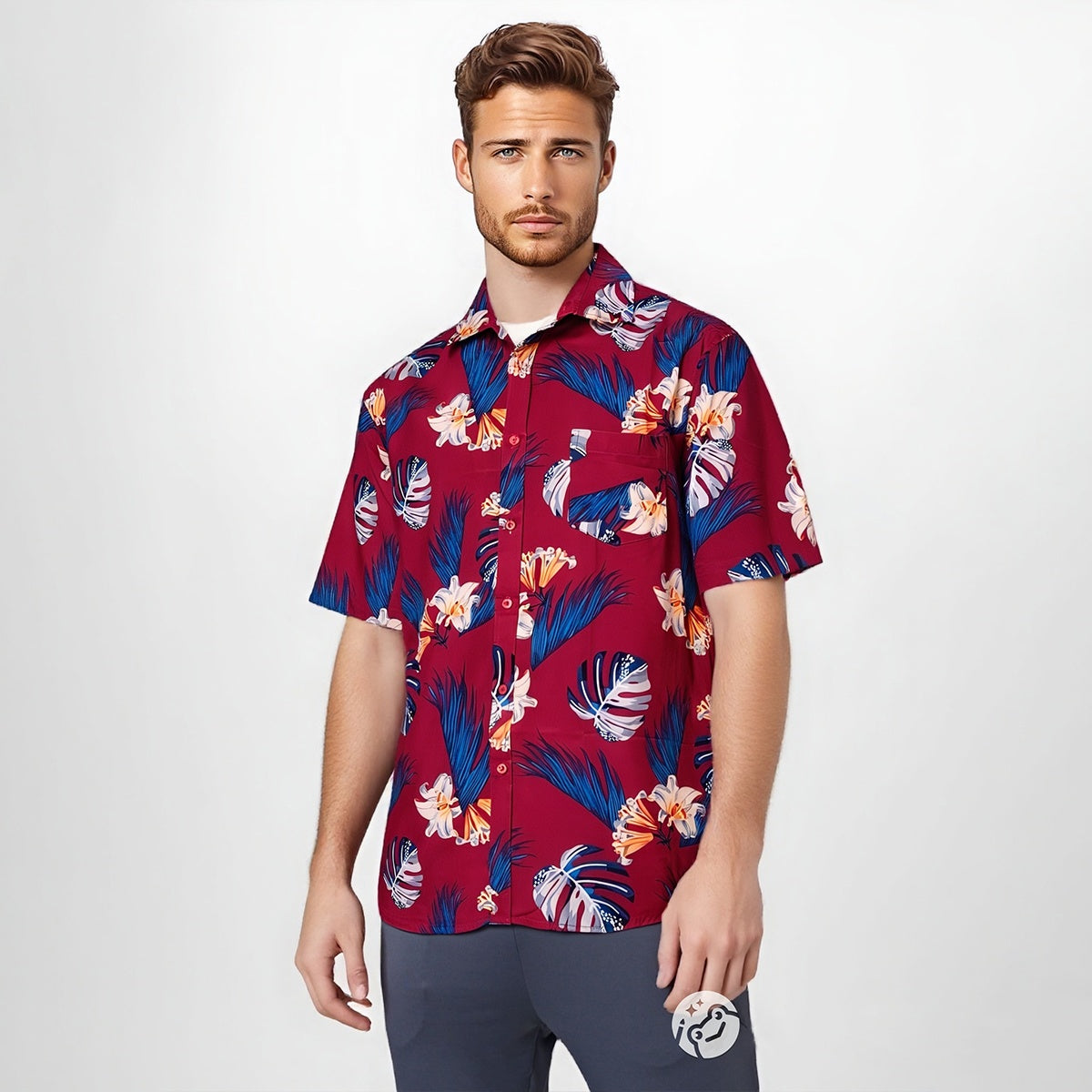 Moda Casual Hawaii Beach Print Camisa Hombre