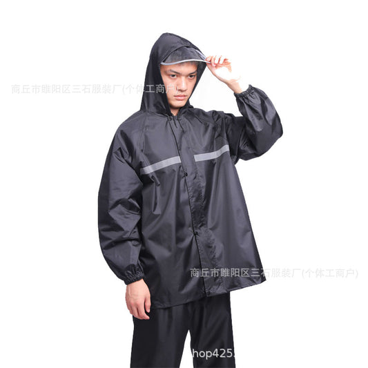 Impermeable de tela Oxford negra, traje de una sola capa.