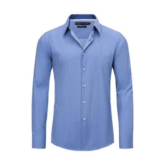 Camisa De Vestir Hombre Slim Fit Manga Larga Cuadros Algodón